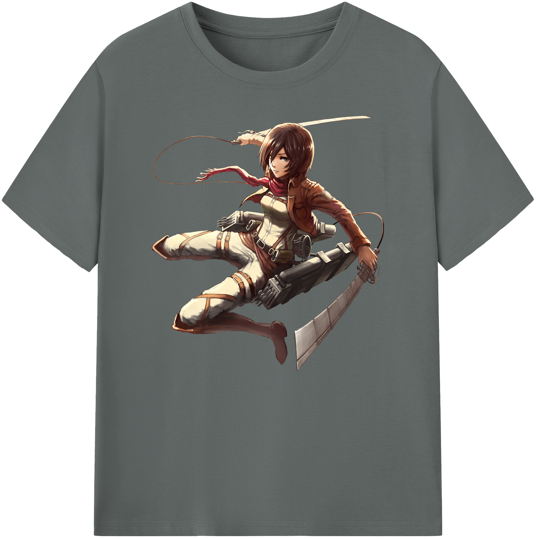 （画像用） 進撃の巨人 ミカサ·アッカーマン Attack on Titan Mikasa Ackerman 綿100％ メンズ半袖Tシャツ｜肌触りやわらか＆通気性